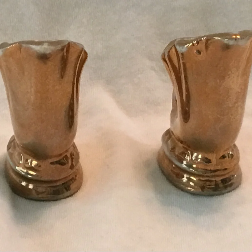 Vintage Gold Ceramic Cornucopia Miniature Vases